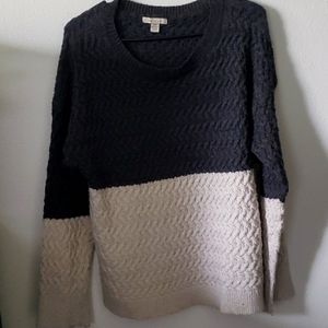 Cozy Casual Color Block Sweater Top Long Sleeve